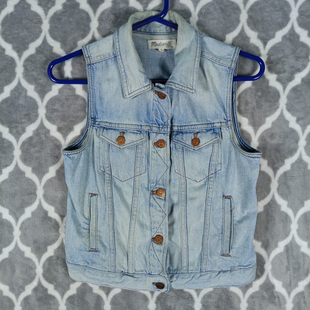 Madewell Denim Vest Womens Size S Light Blue Jean Button Up